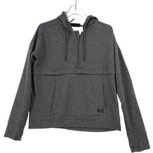 Under Armour Quarter Zip Sweatshirt Womens Size M Charcoal Gray Hooded Pullover